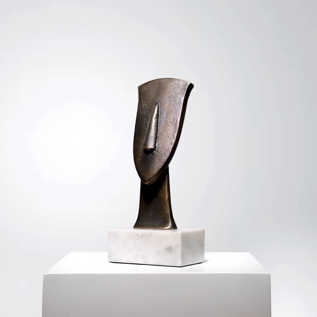 Sorya Pair - Abstract Head Bronze Sculpture Set of 2
