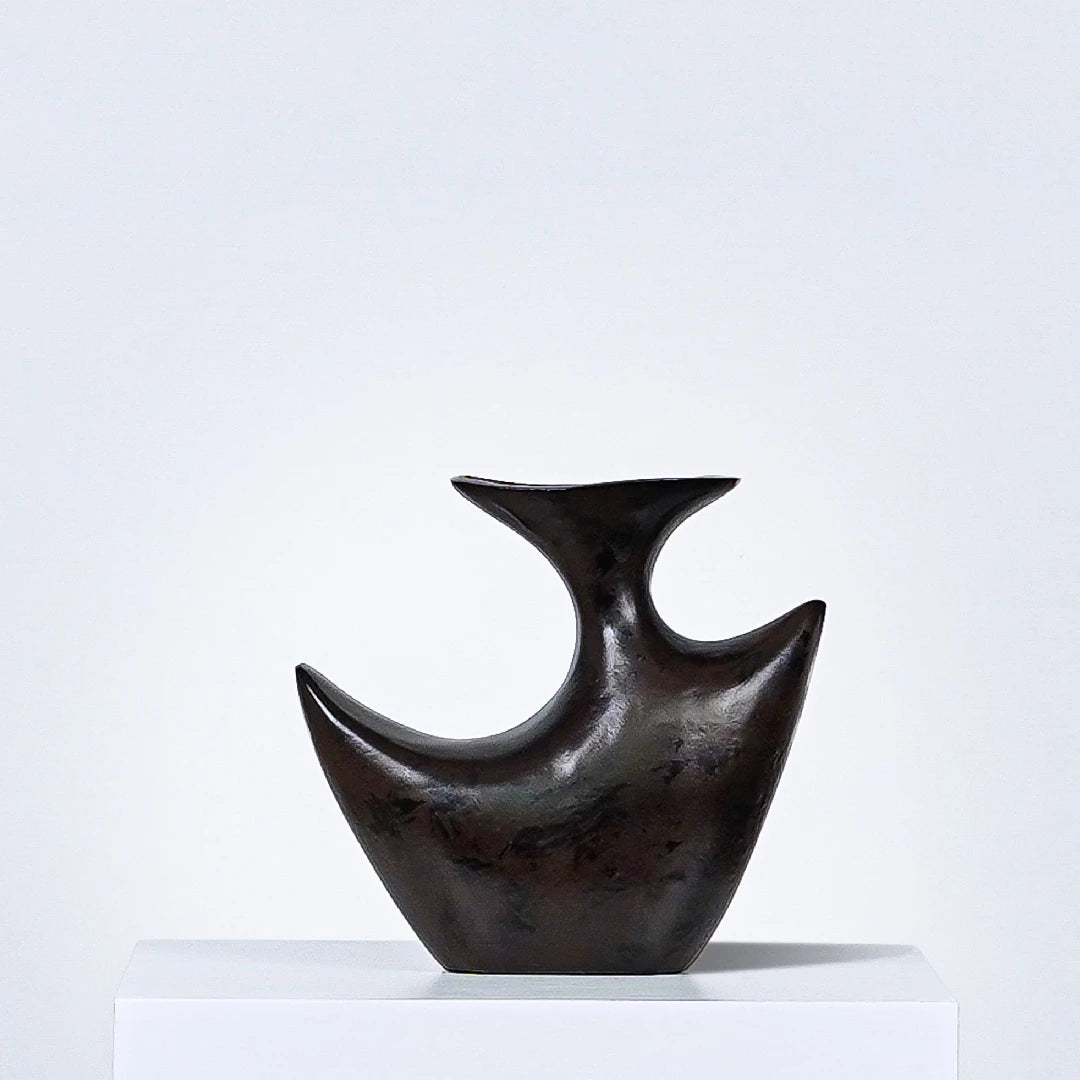 Flight of Prosperity - Black Terracotta Flower Vase